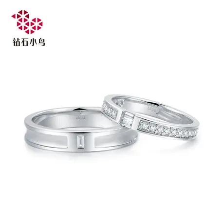 铂金梯型钻石对戒-浮光掠影-结婚订婚求婚情侣钻戒-RAY35-RBY35图片