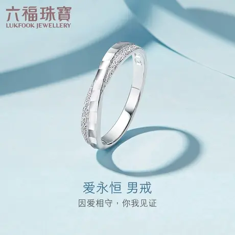 六福珠宝Pt990铂金对戒纯结系列婚嫁白金戒指男计价HEP40007图片
