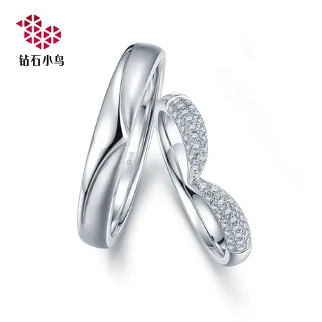 18K金钻石对戒-铂金戒指订婚情侣结婚对戒-比翼-RAZ02-RBZ02图片
