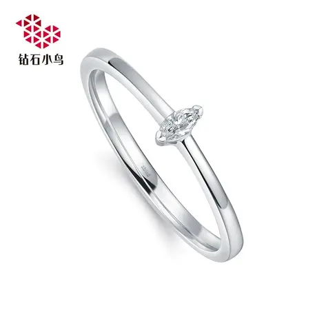 Zbird/钻石小鸟18K金钻石戒指-敢爱-异形钻马眼型求婚戒指-RDU54图片