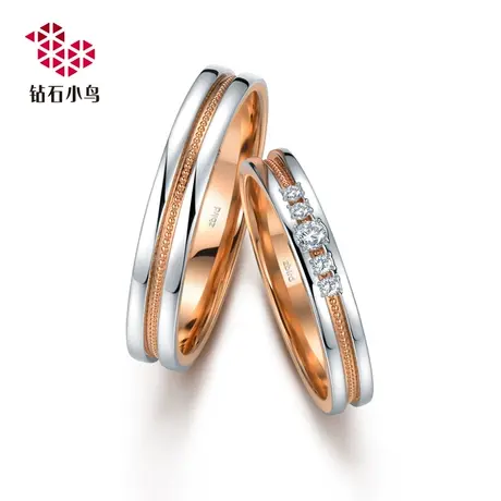 铂950+18K金双材质钻石戒指结婚对戒--HANA两心相融-RAZ07-RBZ07图片