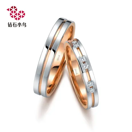 铂950+18K金双材质融合钻石戒指结婚钻石对戒-依偎-RAZ09-RBZ09图片